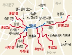 '서울로' 잇는 중림길 등 사방 7개 보행로 만든다