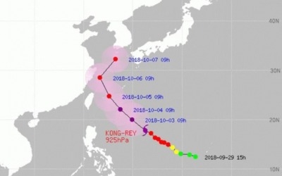 25호 태풍 콩레이, 미국 "일요일 제주도까지 도달할 듯"