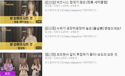  "투잡하기 좋아" "쇼핑가고 싶니?"…유흥업소 유튜브 홍보 논란