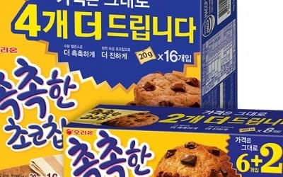 오리온 '촉촉한초코칩', 증량 효과로 매출 20% '상승'