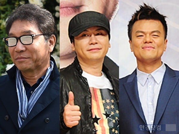 SM엔터테인먼트 이수만, YG엔터테인먼트 양현석, JYP엔터테인먼트 박진영/사진=한경DB