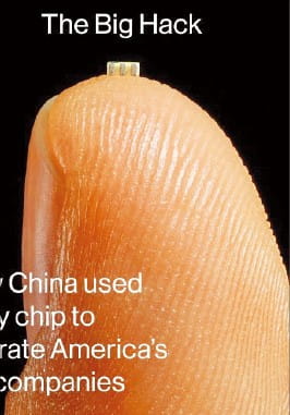 미국 기업 서버에서 중국의 스파이 칩이 발견됐다고 보도한 블룸버그비즈니스위크 표지. 