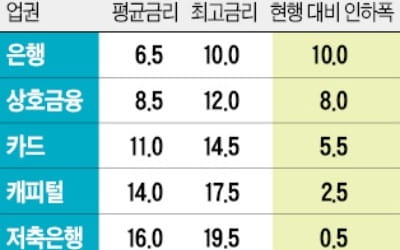 "은행 중금리대출 최고금리 年 10% 이하로 절반 낮춰라"