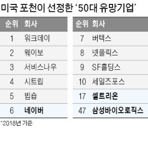 포천 50대 유망기업…네이버 6위 '놀랍네'