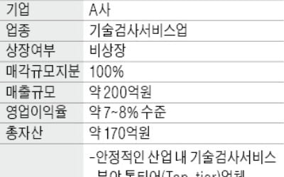 국내 톱티어 기술검사서비스 업체 매물로