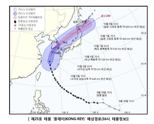 태풍 '콩레이' 북상…전남 5일 밤부터 직접 영향권