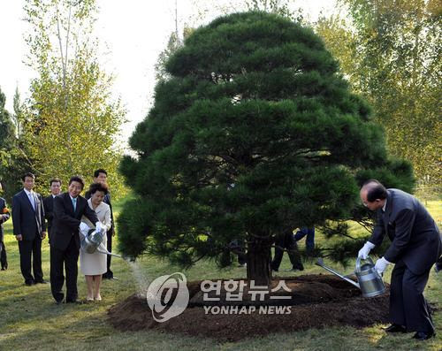 10·4행사 방북단 '노무현 소나무' 보고 오후 귀환