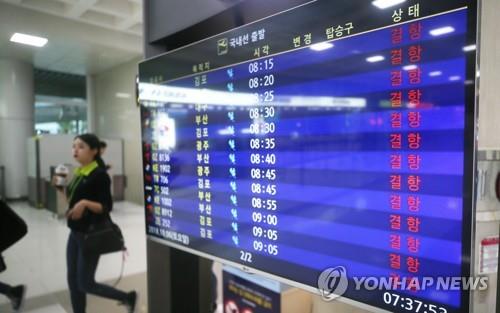 태풍 '콩레이' 영향 오전까지 제주·김포공항 등 276편 결항