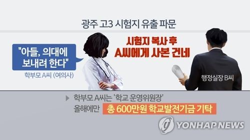 '광주 고3 시험지 유출' 행정실장·학부모 '실형…징역 2년'