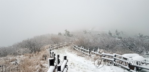 설악산 고지대 7㎝ '첫눈' 설국 장관…작년보다 16일 빨라