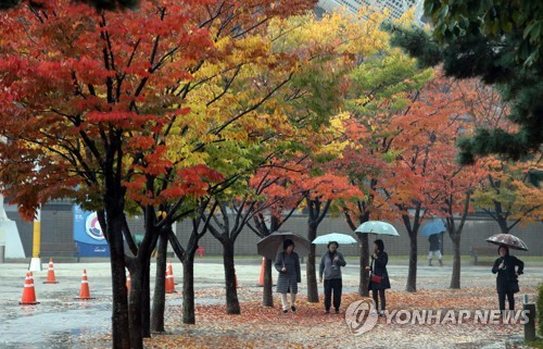 가을비에 기온 '뚝'…서울 낮 최고 어제보다 5도 이상↓