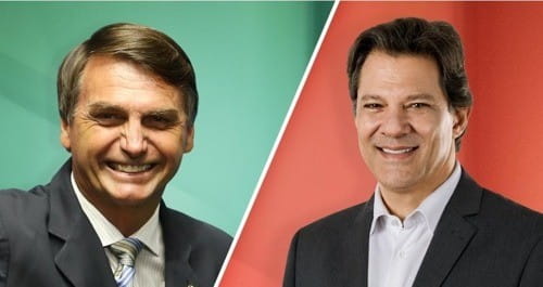 브라질 대선 1차 투표에서 1∼2위가 확실시되는 보우소나루 후보(왼쪽)와 아다지 후보/사진=연합