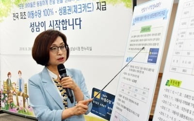 성남시 아동수당 체크카드, 음식점·주점서 20% 긁었다