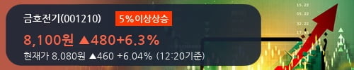 [한경로보뉴스] '금호전기' 5% 이상 상승, 전일 종가 기준 PER 2.3배, PBR 0.4배, 저PER