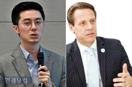 펀드형 토큰을 출시했던 지닉스의 최경준 대표(왼쪽), 빗썸과 손잡고 국내에서 STO 사업을 펼칠 예정인 시리즈원의 마이클 밀덴버거 CEO. / 사진=한경 DB