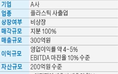 年 매출 300억 플라스틱 사출업체 매각