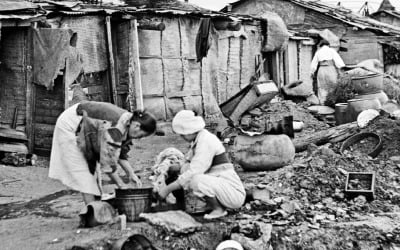 1950년대 한강변 판자촌서 빨래하는 여성