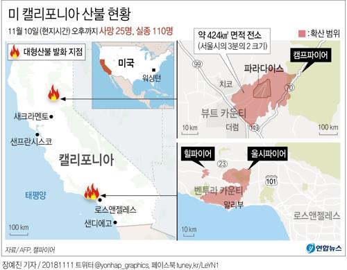 美 캘리포니아 산불 사망자 31명으로 늘어…"연락두절 228명"