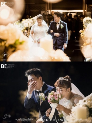 &#39;결혼&#39; 홍윤화♥김민기, 본식 사진 공개...축복 속 아름다운 키스