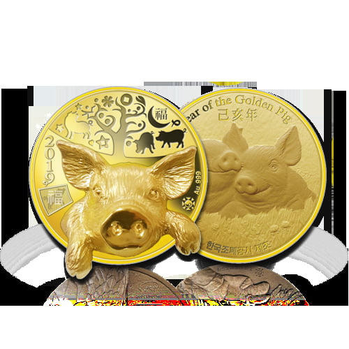 조폐공사, 황금 돼지가 메달에서 튀어나온 ‘입체형 황금 돼지’ 금메달 출시