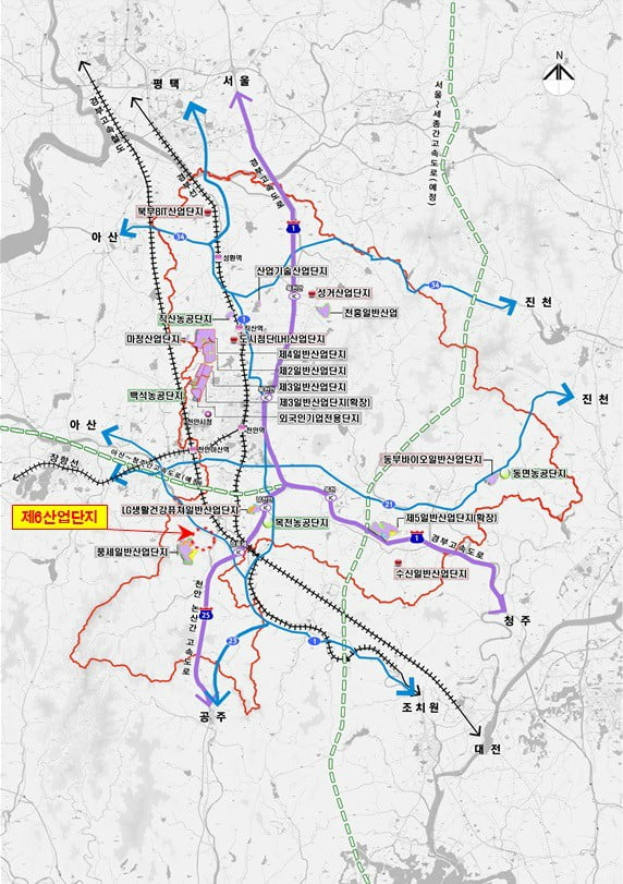 "천안시 풍세면 용정리 103만㎡에 제6산업단지 조성"