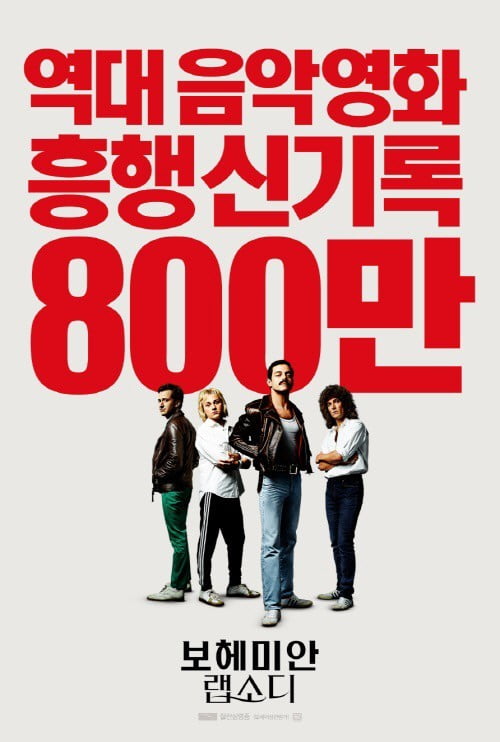 ‘보헤미안 랩소디’ 800만 관객 돌파···역대 음악 영화 최초