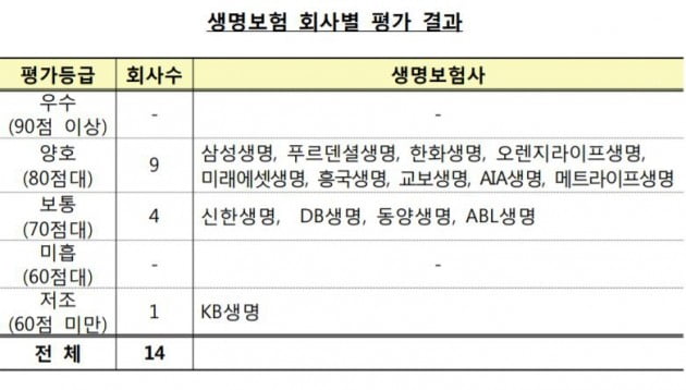 생보사 변액보험 미스터리쇼핑 결과…KB '저조' 신한·동양·DB '보통'