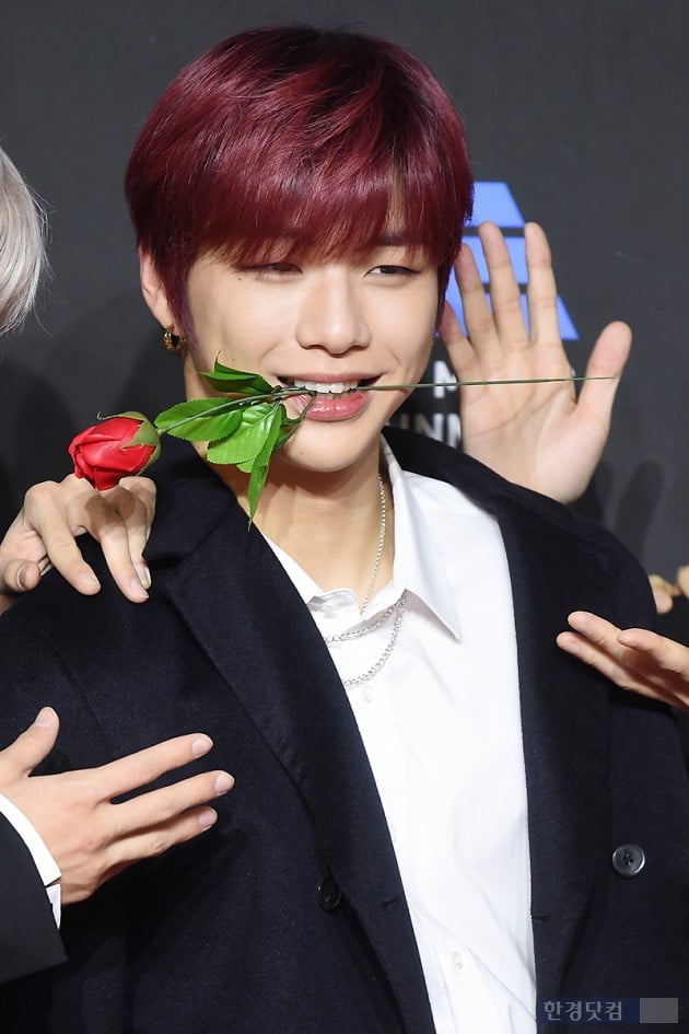 [포토] 워너원 강다니엘, '꽃 물고 귀여운 멍뭉미~' (2018 MAMA)