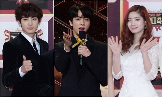 ‘2018 KBS 가요대축제’ EXO 찬열, 방탄소년단 진, 트와이스 다현 (사진= KBS)