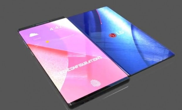 LG전자가 MWC 2019에서 공개할 듀얼디스플레이 형태의 폴더블폰 이미지. 