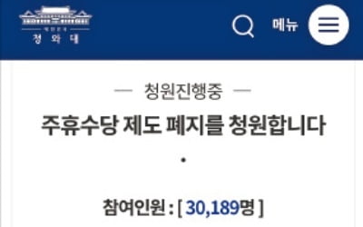 "주휴수당 폐지" 靑 청원…"찬성한다" 3만명 넘어