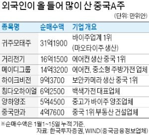 中 소비재주 쓸어담는 외국인