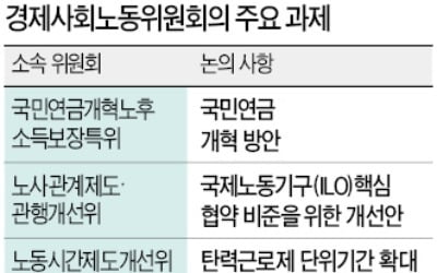 탄력근로제부터 국민연금특위, 금융·해운산업委…노동현안 넘어 복지·산업이슈까지 망라