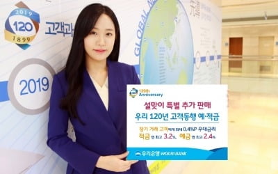 우리은행, '우리120년 고객동행 정기예적금' 추가판매