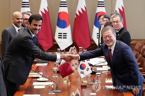 문대통령 "축구 우승하길"…타밈 국왕 "한국 이긴 것만도 기뻐"