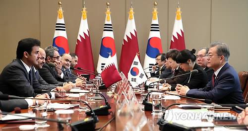 문대통령 "축구 우승하길"…타밈 국왕 "한국 이긴 것만도 기뻐"