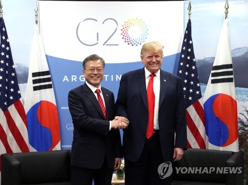 靑 "트럼프, G20 한미정상회담서 방위비 분담금 액수 특정 안해"