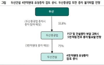 "두산, 사업부진에 그룹내 증자참여 가능성도…목표가↓"-하나