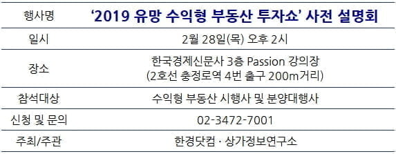 [한경부동산] 상가·오피스텔 등 수익형 부동산 투자쇼, 사전설명회 개최