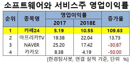 소프트웨어와 서비스주 영업이익률