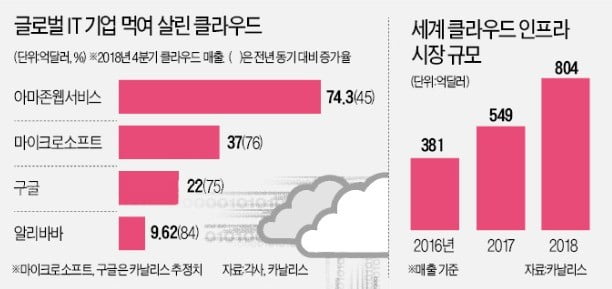 세계 클라우드 시장 800억弗…2년새 두 배로