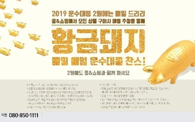 홈앤쇼핑, 오는 28일까지 매일 황금돼지 10돈 추첨하는 '2019 운수대통' 특집전 진행