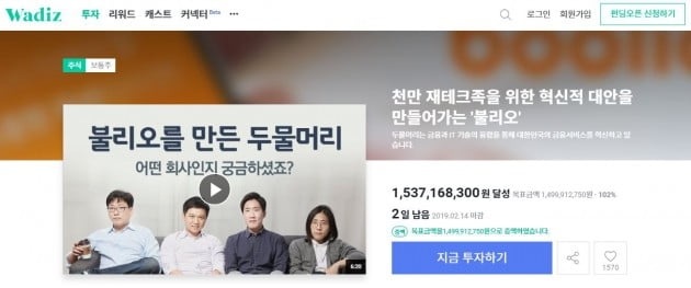 자산관리서비스 불리오, 와디즈에서 15억원 유치