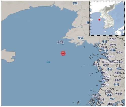 인천 백령도 인근 해역에서 규모 2.2 지진…"피해 없을 것"
