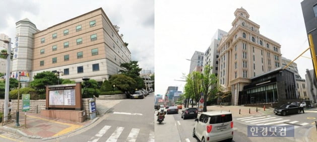 지역 명소였던 (왼쪽부터) 경기도 수원의 '호텔캐슬'과 서울 강남구 잠원동의 '강남 웨딩홀'. (자료 네이버 거리뷰)