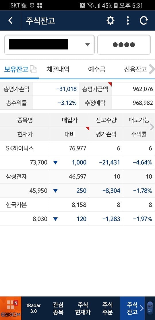 2월 19일 전체 수익률이 -3.12%까지 확대됐다. (사진 = 고은빛 기자)