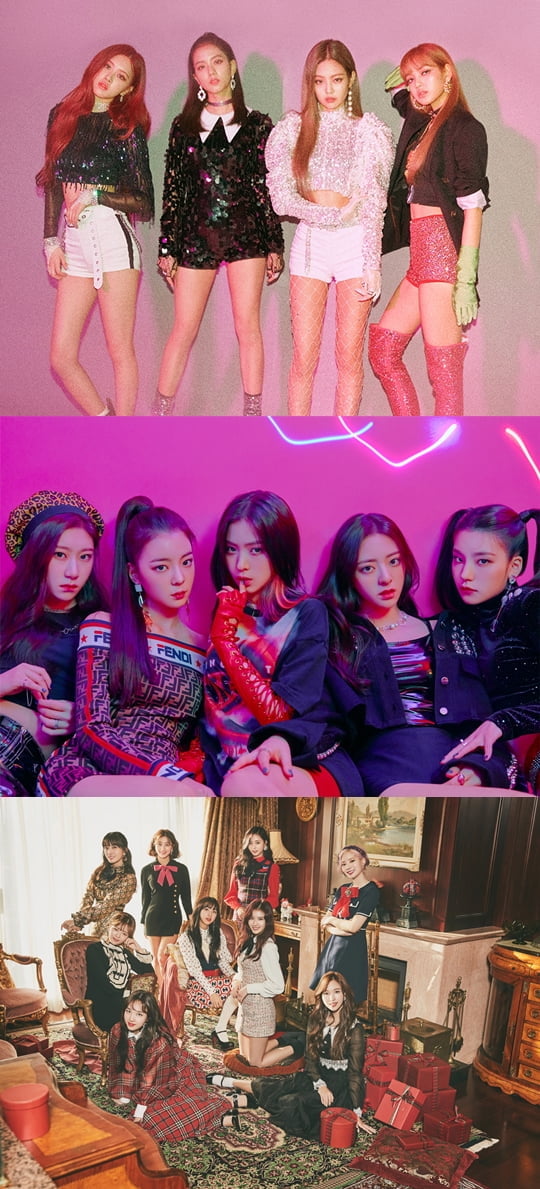 I블랙핑크,TZY 있지,트와이스(사진=JYP엔터테인먼트,YG엔터테인먼트)