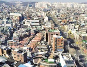 주택 가격이 상승세를 타고 있는 서울 성북구 장위동 일대의 빌라 밀집지역.  /한경DB 