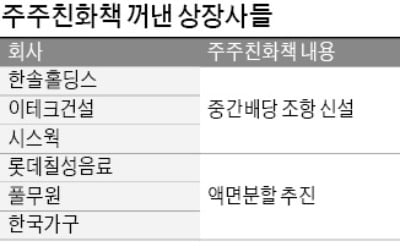 한솔홀딩스·풀무원·이테크건설, 중간배당 신설·액면분할 잇따라