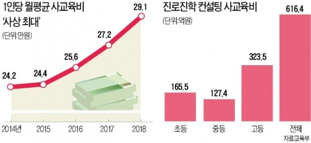 작년 사교육비 총액 19조5000억원…1인당 月 29만원 '사상최대'